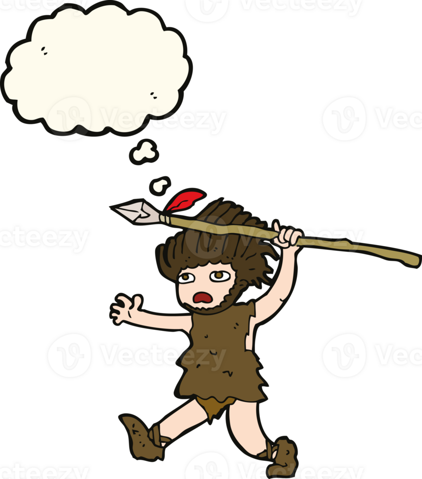 cartoon caveman with thought bubble png