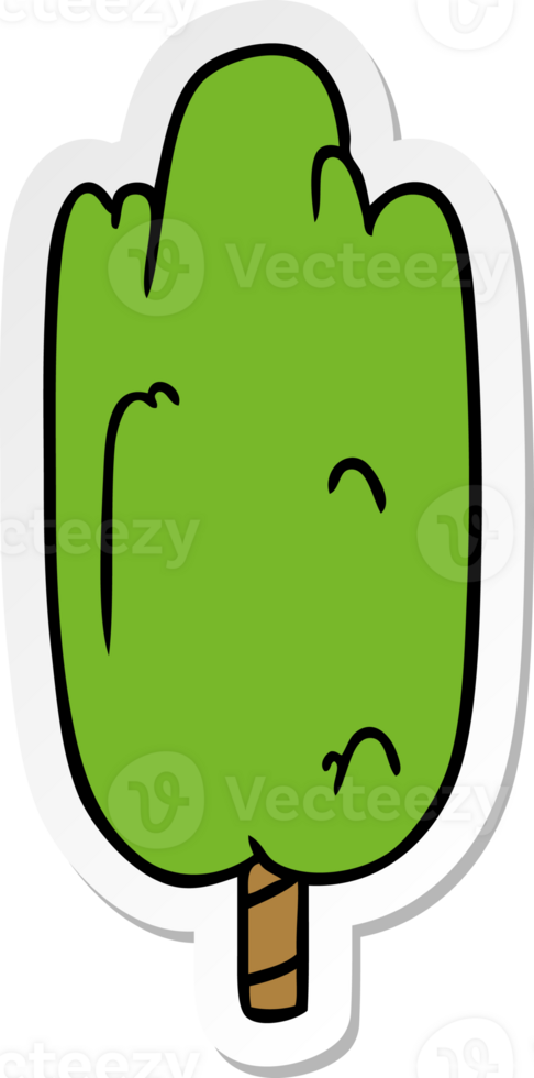 hand drawn sticker cartoon doodle single green tree png