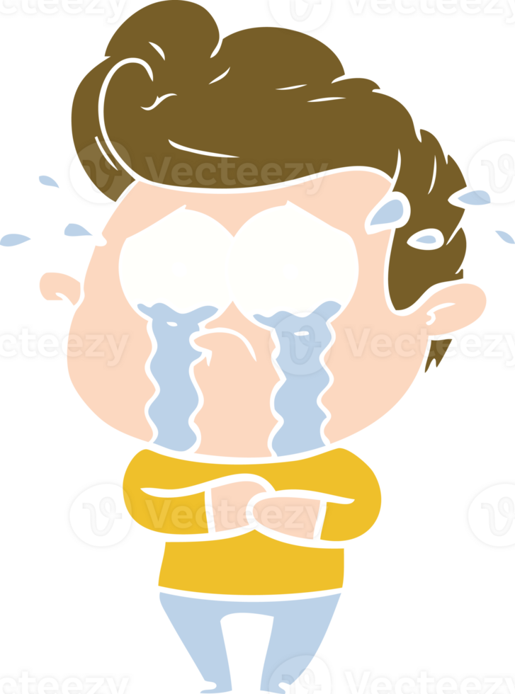 flat color style cartoon crying man png