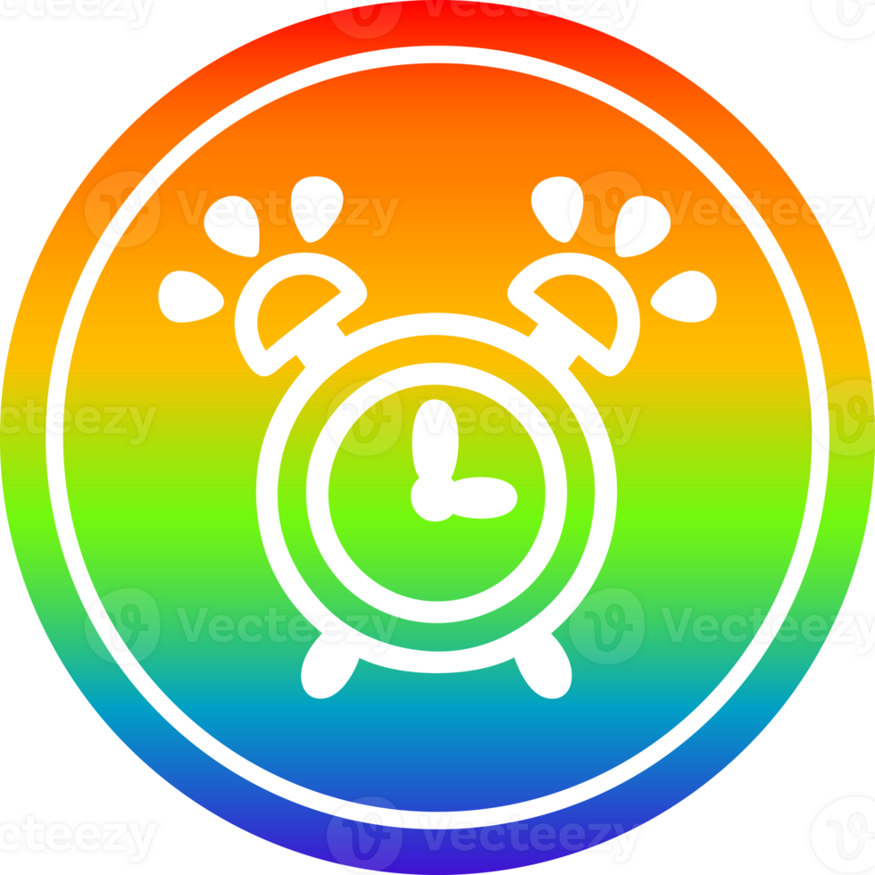 ringing alarm clock circular icon with rainbow gradient finish png