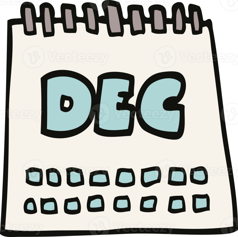 cartoon doodle kalender met maand december png
