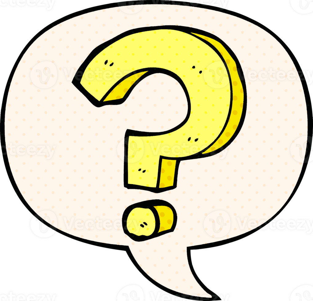 cartoon question mark with speech bubble in comic book style png