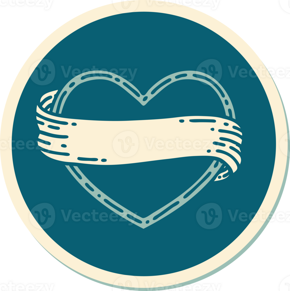 sticker of tattoo in traditional style of a heart and banner png