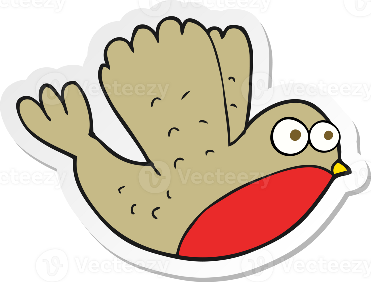 sticker of a cartoon flying christmas robin png