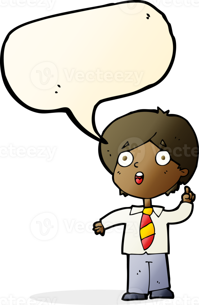 cartoon schoolboy answering question with speech bubble png