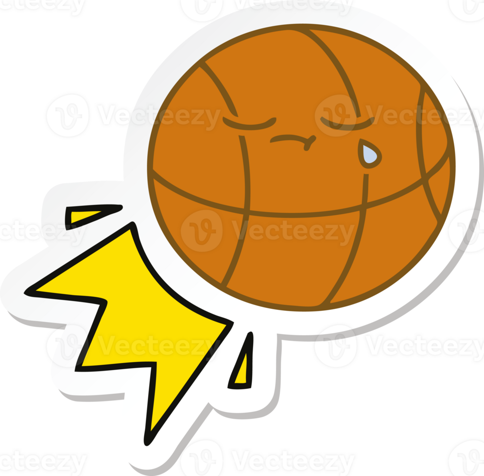 autocollant d'un ballon de basket de dessin animé mignon png