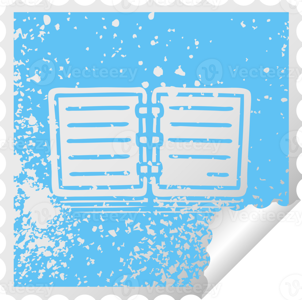distressed square peeling sticker symbol of a note book png