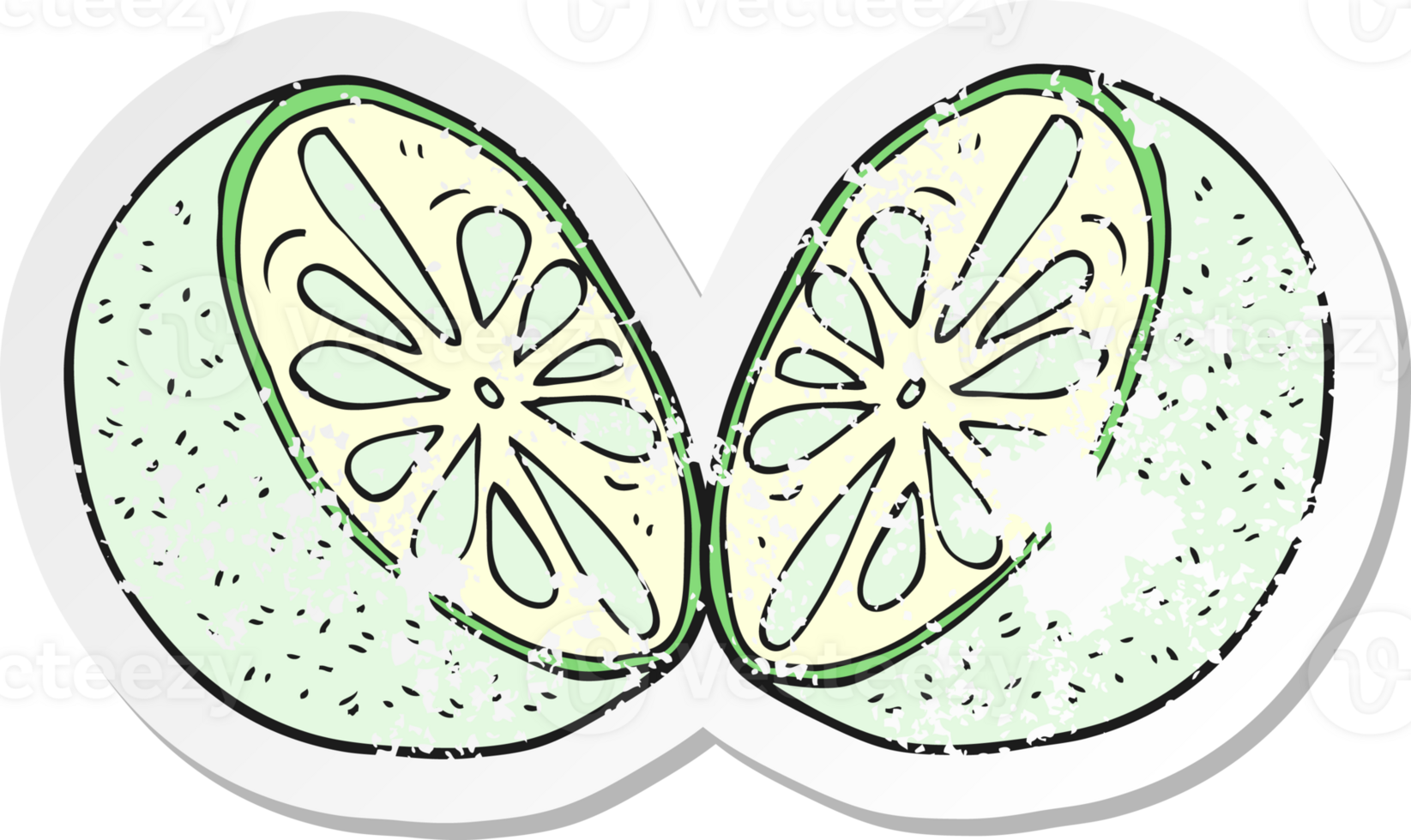 retro distressed sticker of a cartoon half melon png