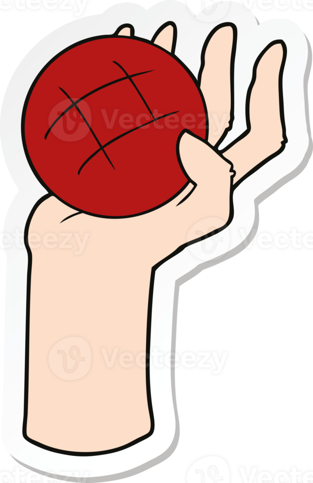 sticker van een cartoonhand die een bal gooit png