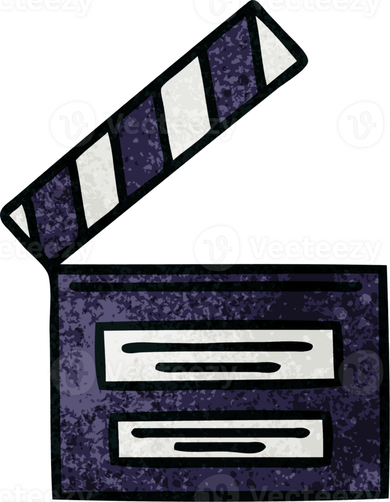 retro grunge texture cartoon of a film clapper board png
