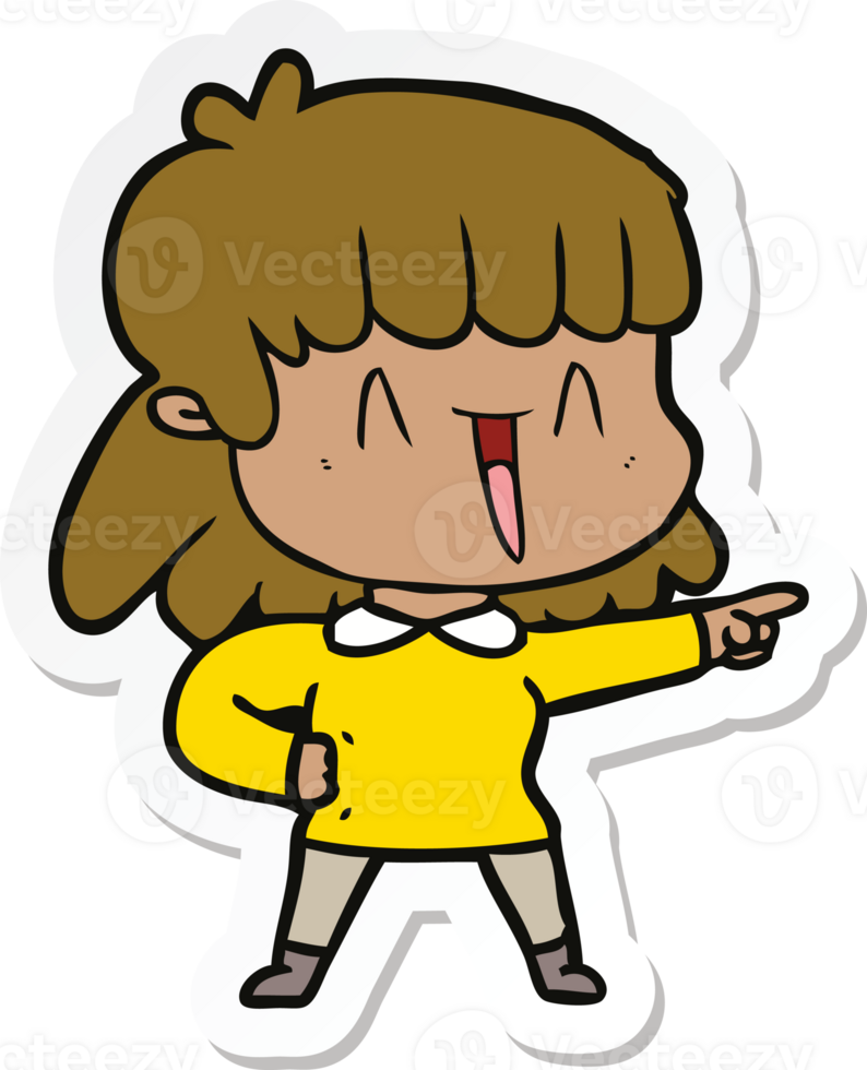 sticker of a cartoon happy girl png