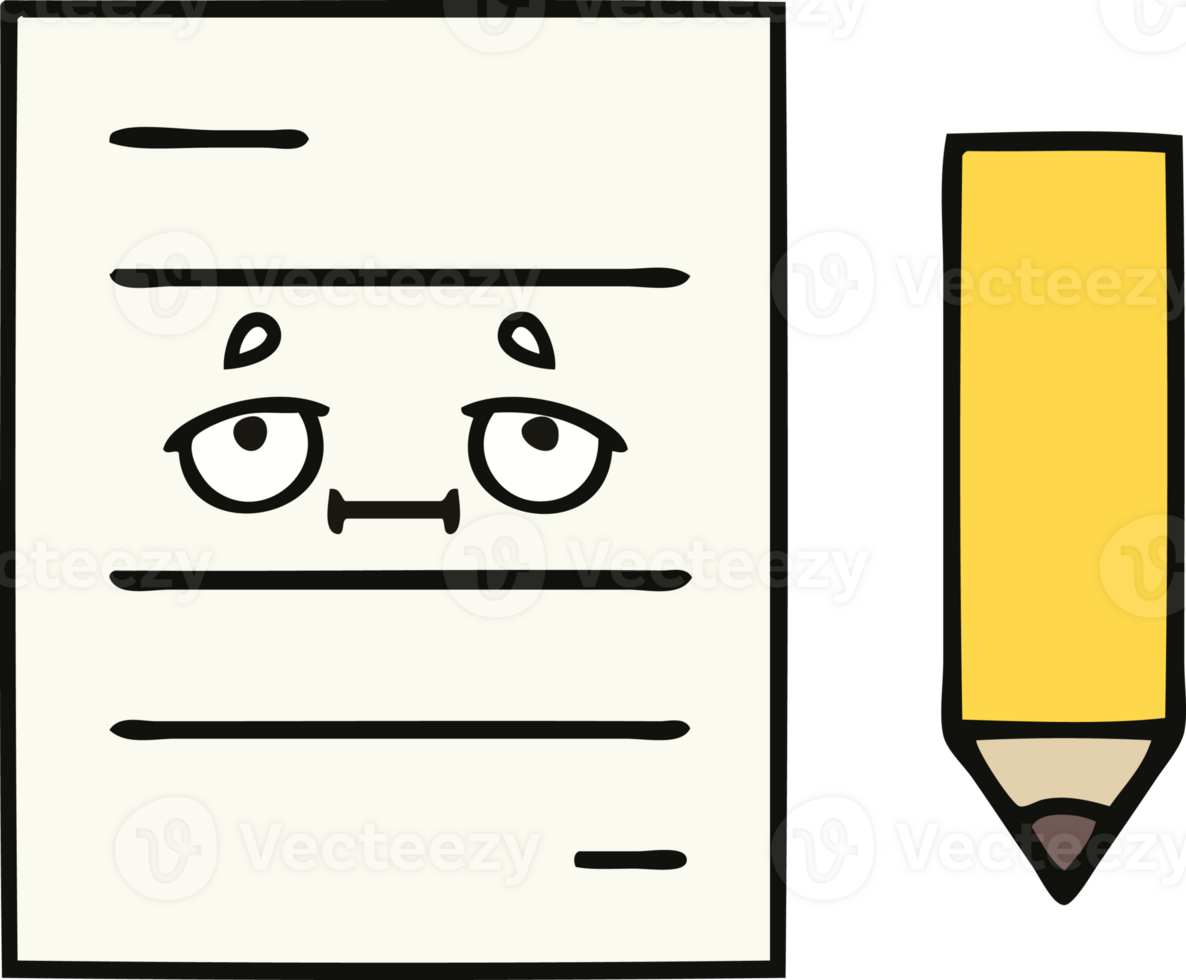 cute cartoon of a test paper png