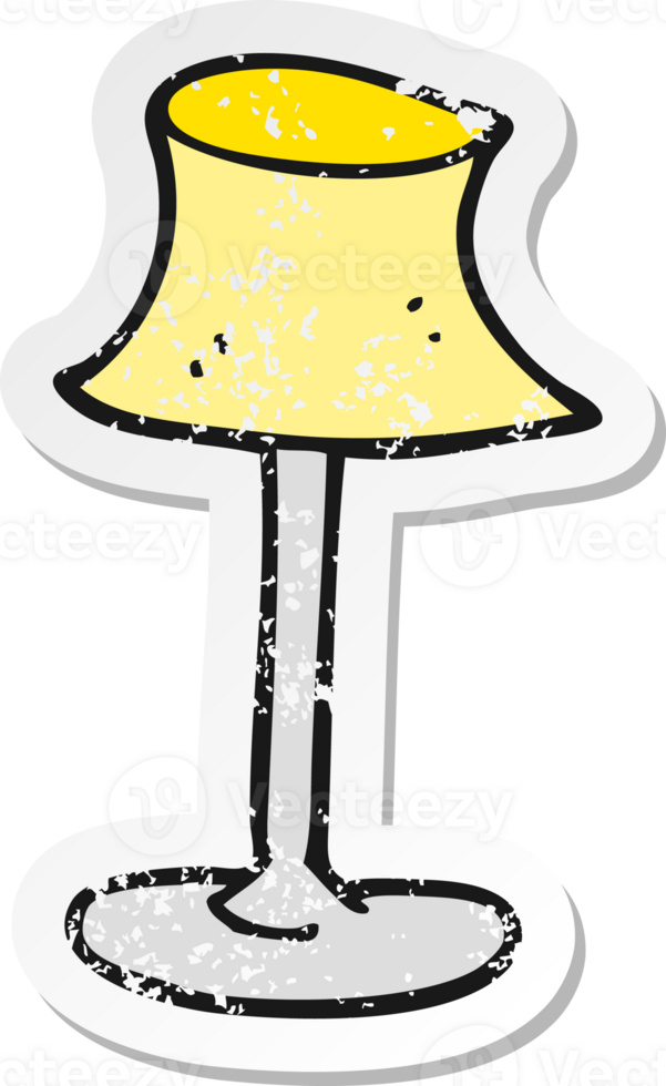 autocollant rétro en détresse d'une lampe de dessin animé png