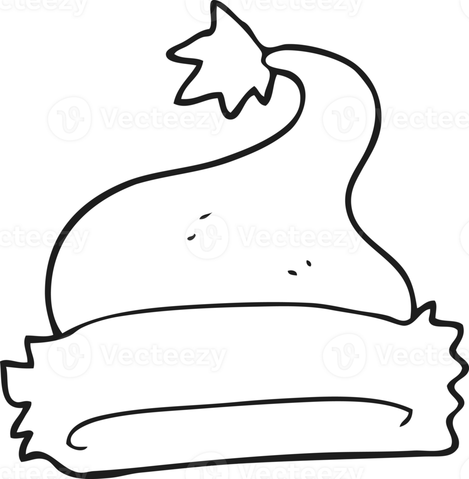 hand drawn black and white cartoon christmas hat png