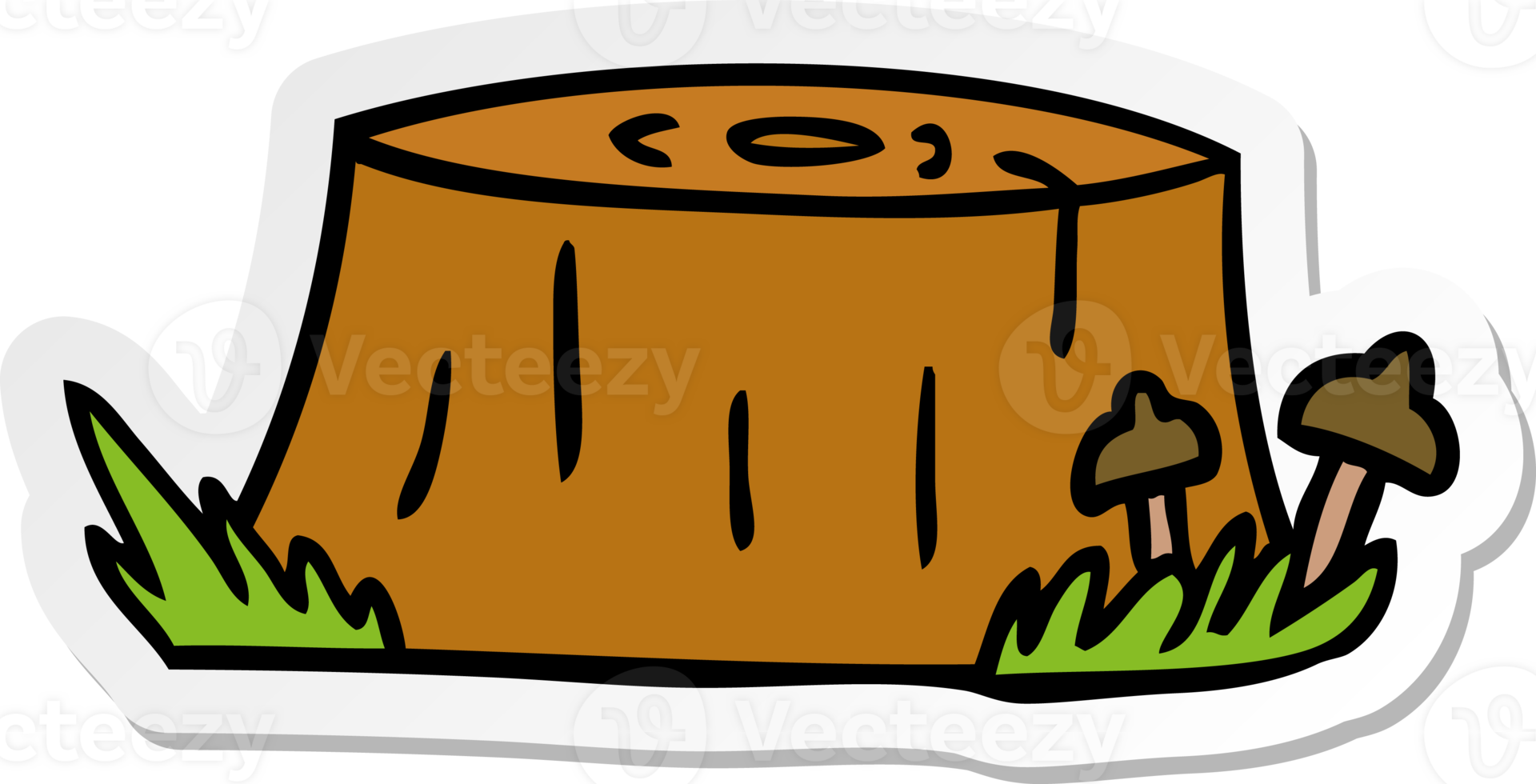 hand drawn sticker cartoon doodle of a tree log png