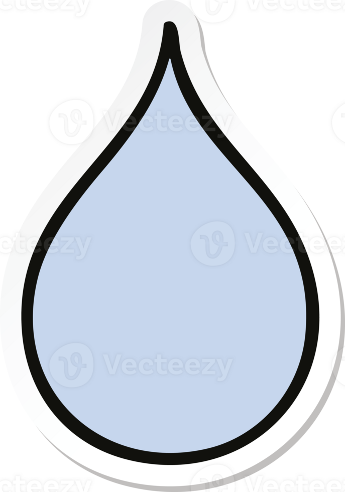 sticker of a quirky hand drawn cartoon rain drop png
