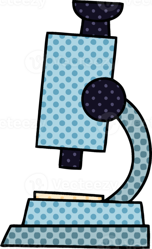 comic book style cartoon of a science microscope png