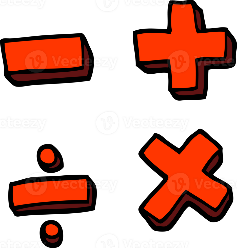 hand drawn doodle style cartoon math symbols png