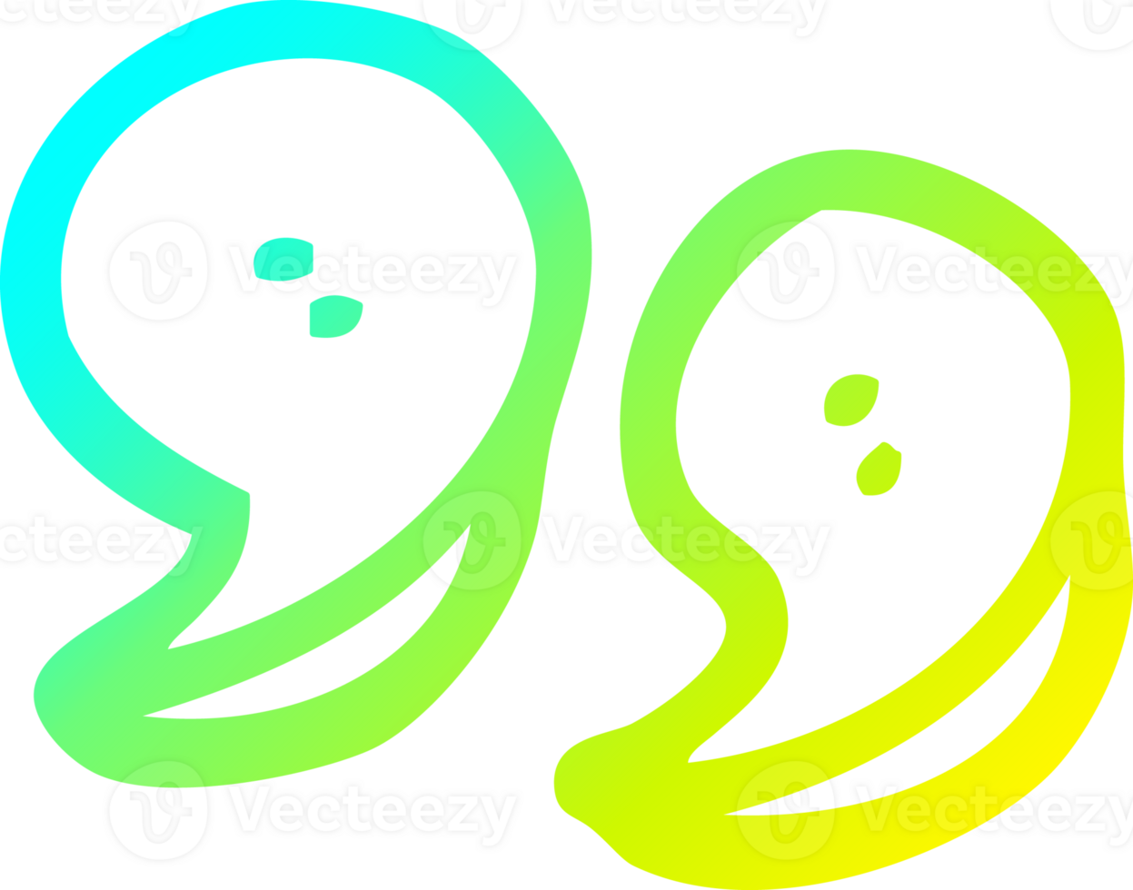 cold gradient line drawing of a cartoon quotation marks png