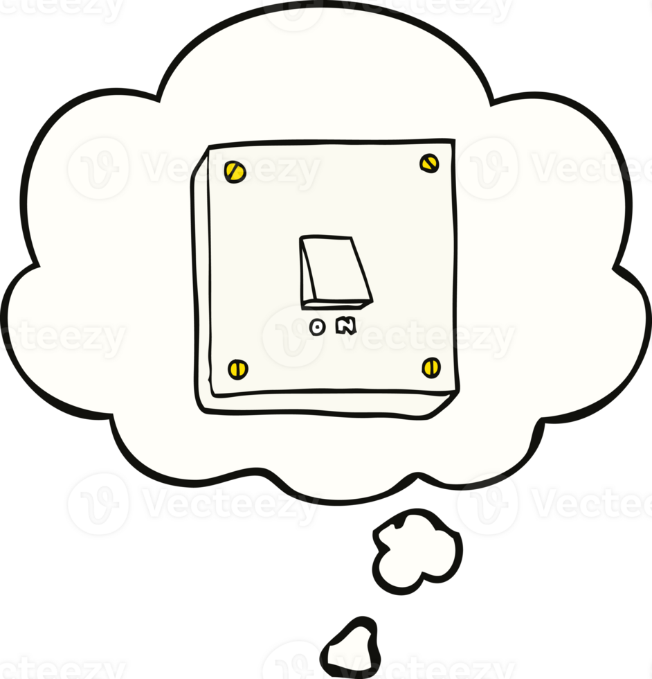 cartoon light switch with thought bubble png