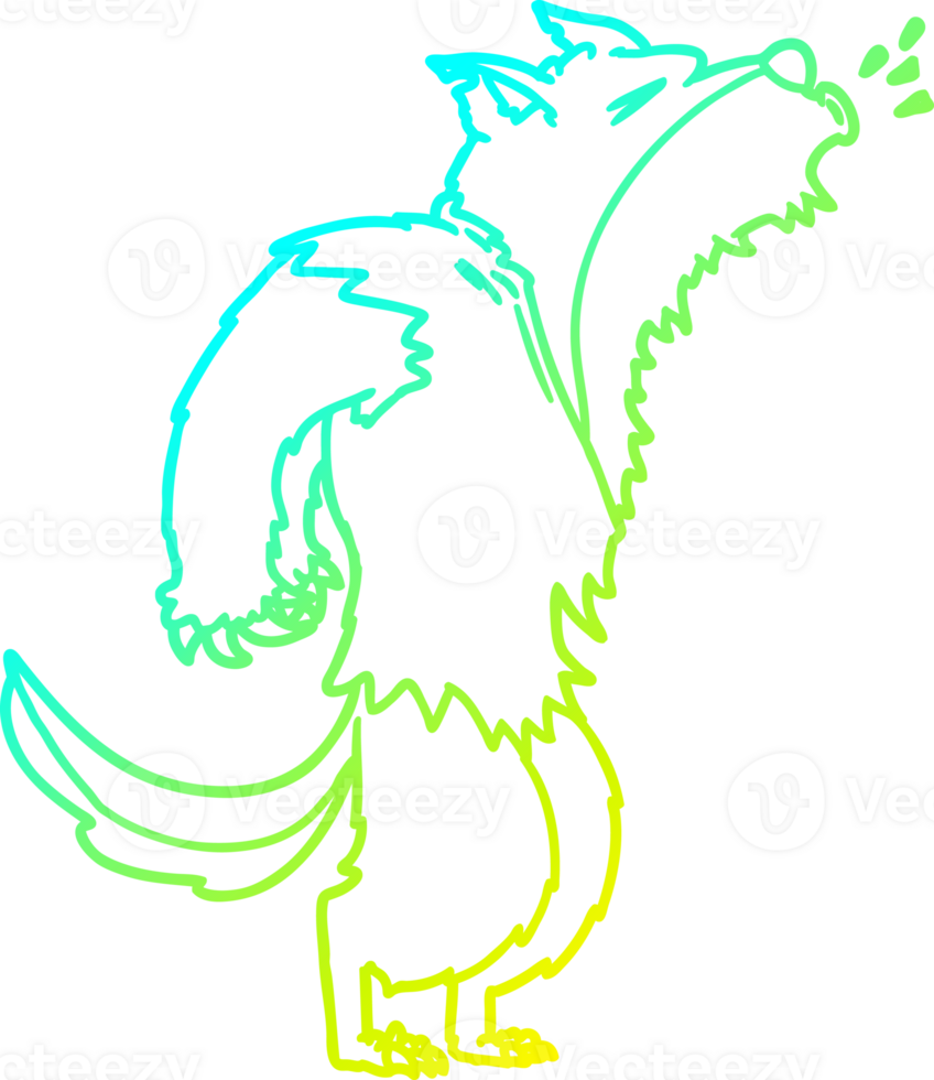 cold gradient line drawing of a cartoon howling werewolf png