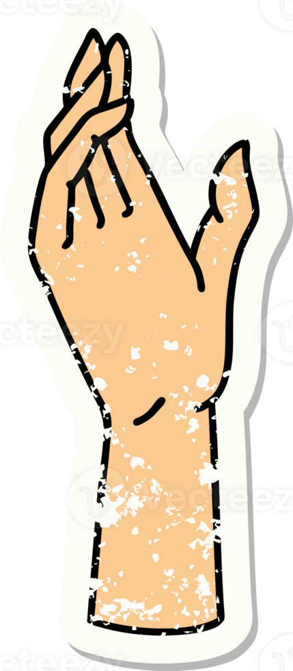 distressed sticker tattoo in traditional style of a hand png