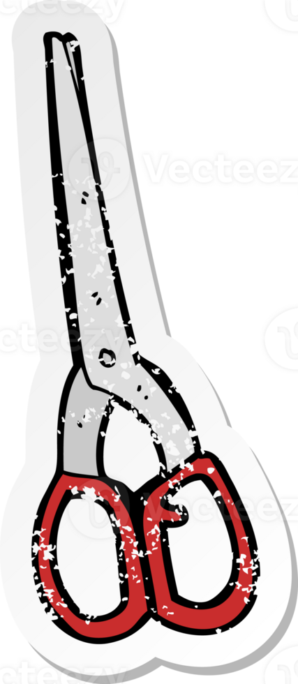 retro distressed sticker of a cartoon scissors png