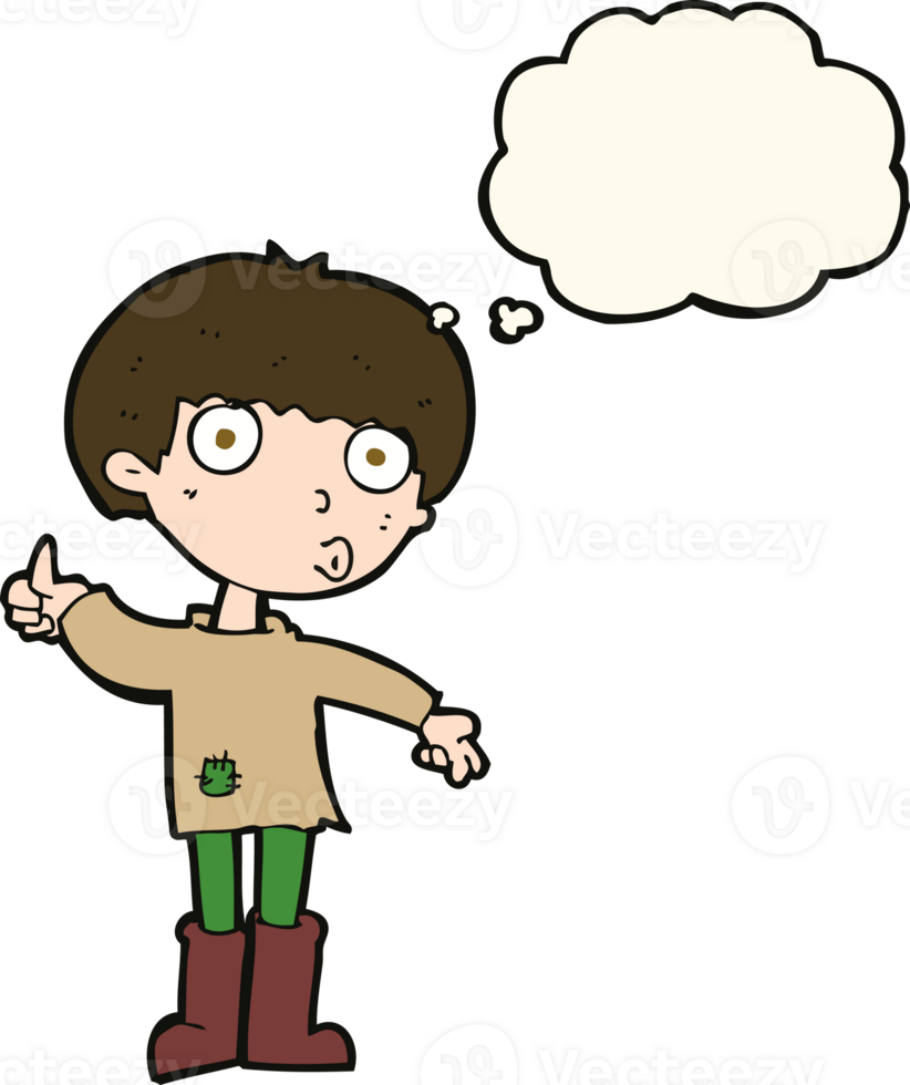 cartoon boy asking question with thought bubble png
