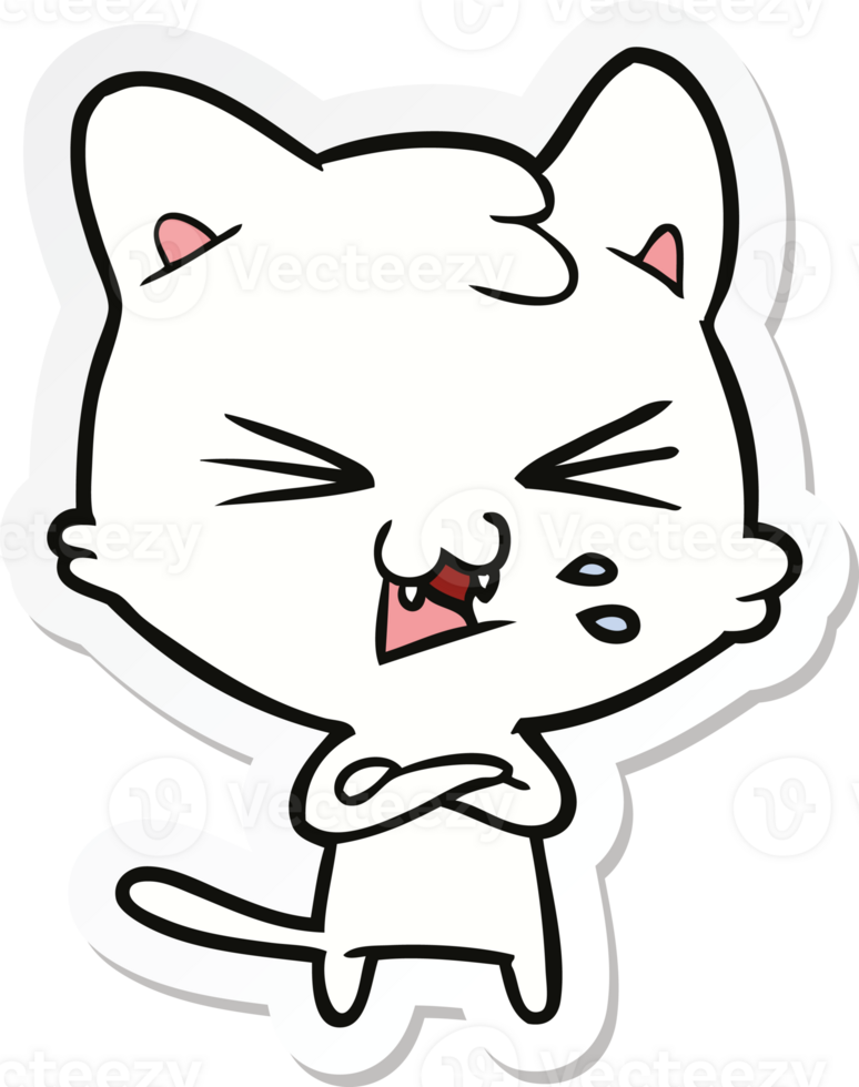 sticker of a cartoon hissing cat png