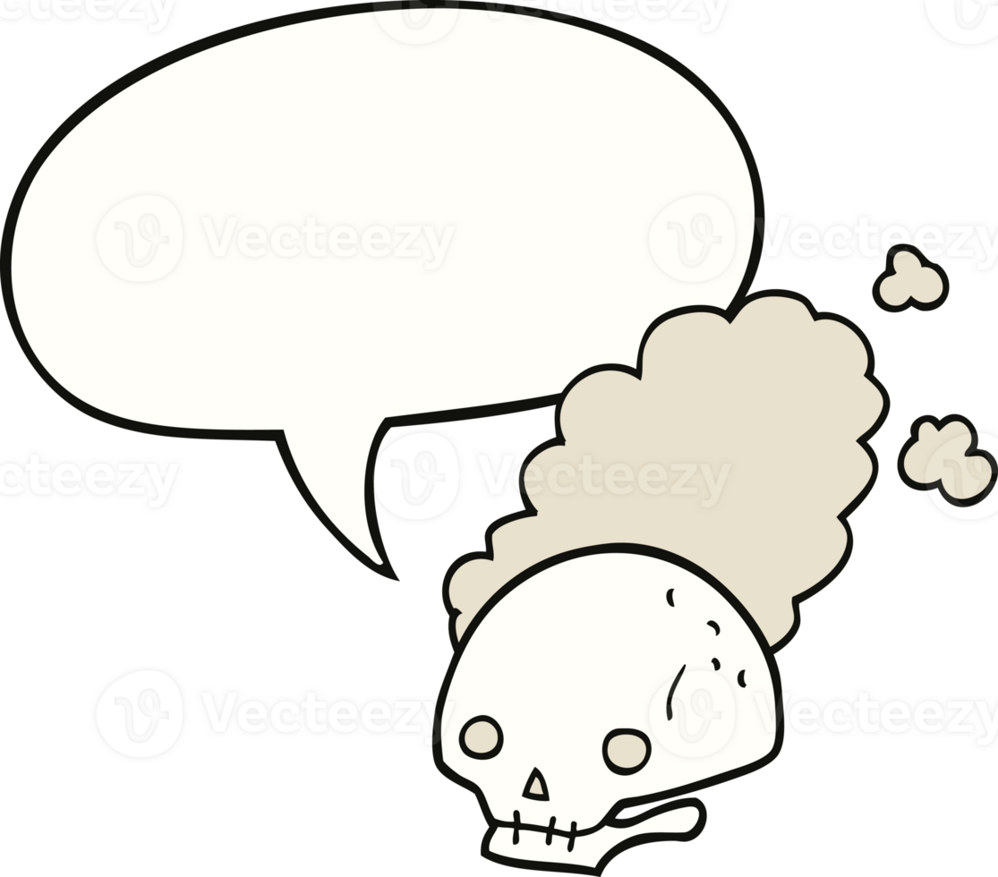 cartoon dusty old skull with speech bubble png