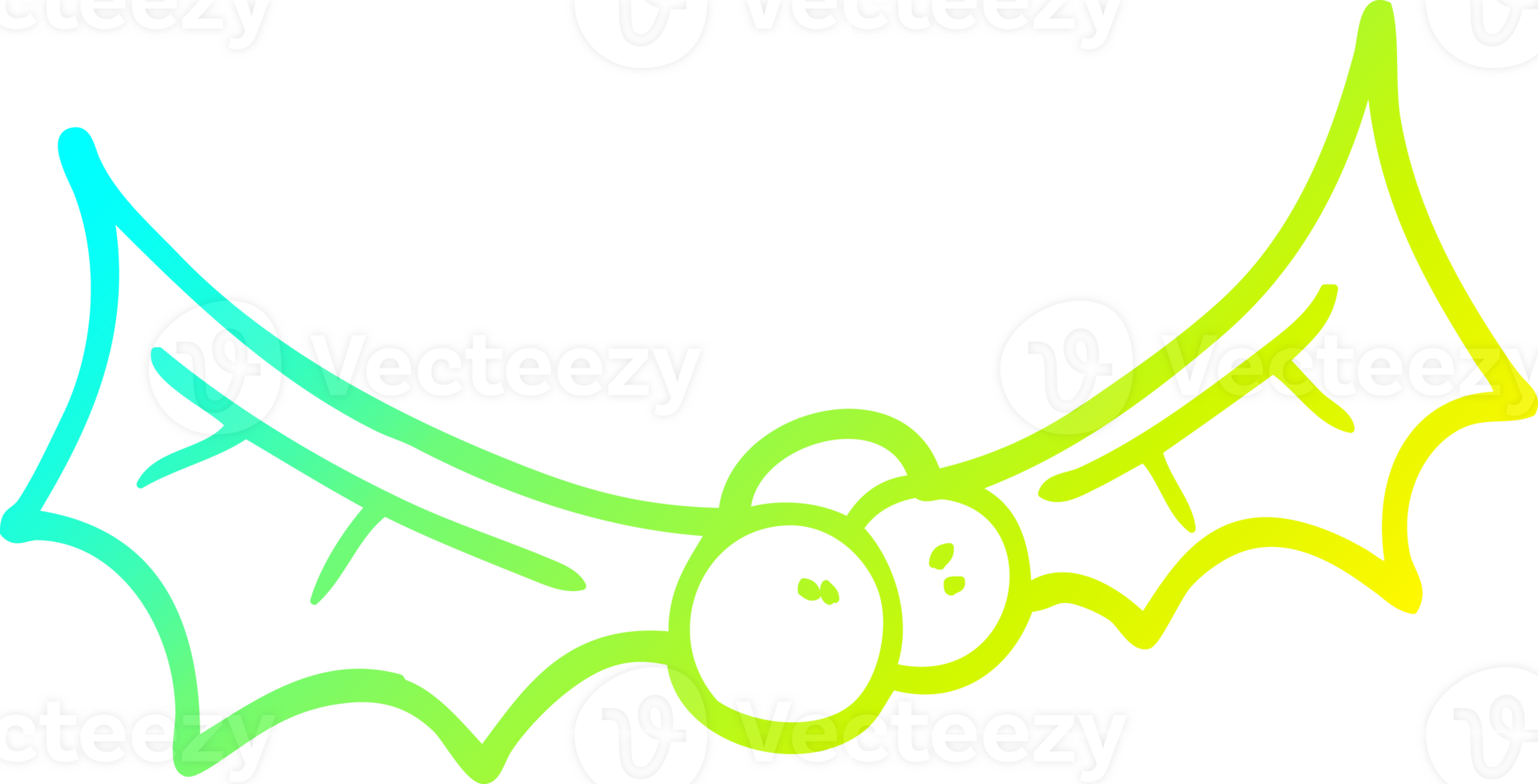 cold gradient line drawing of a cartoon holly twig png