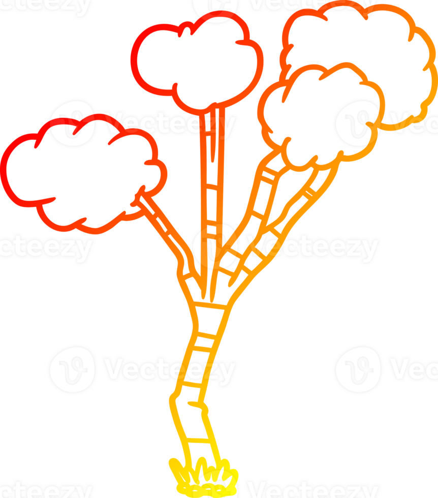 warm gradient line drawing of a cartoon sparse tree png