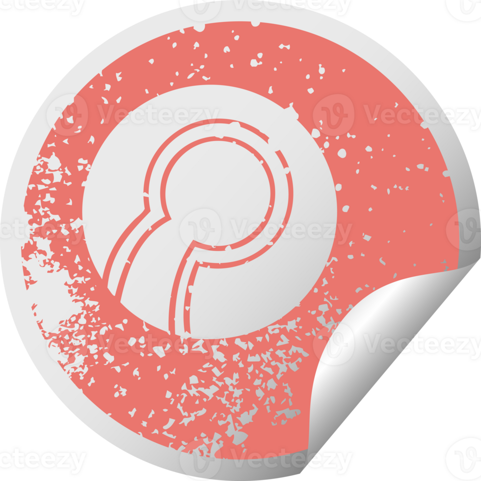 distressed circular peeling sticker symbol of a bowl ball png