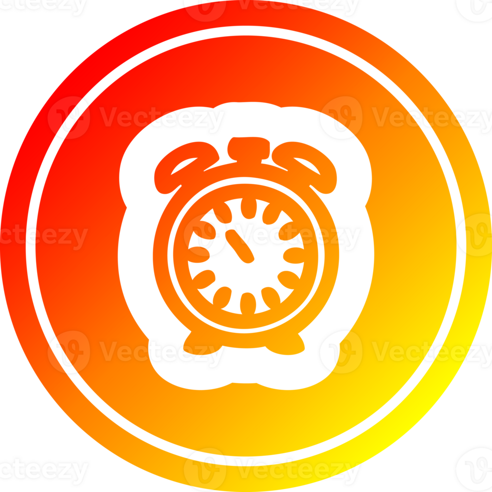 alarm klok circulaire icoon met warm helling af hebben png