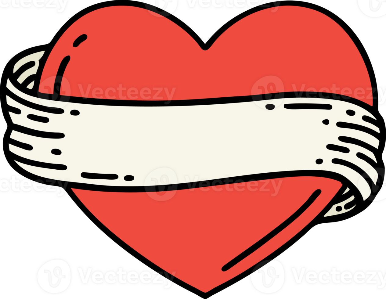 tattoo in traditional style of a heart and banner png