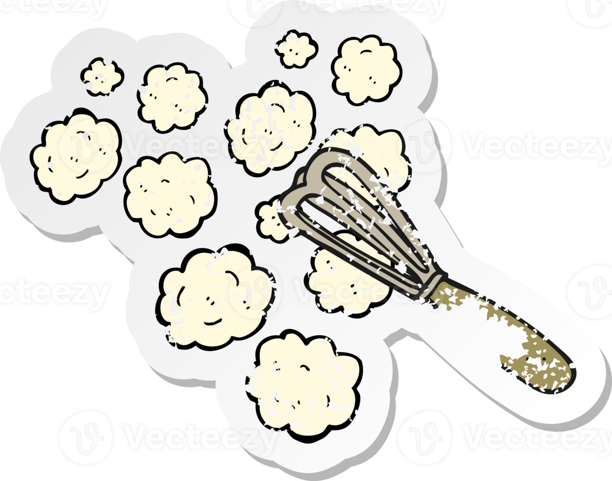 retro distressed sticker of a cartoon whisk png