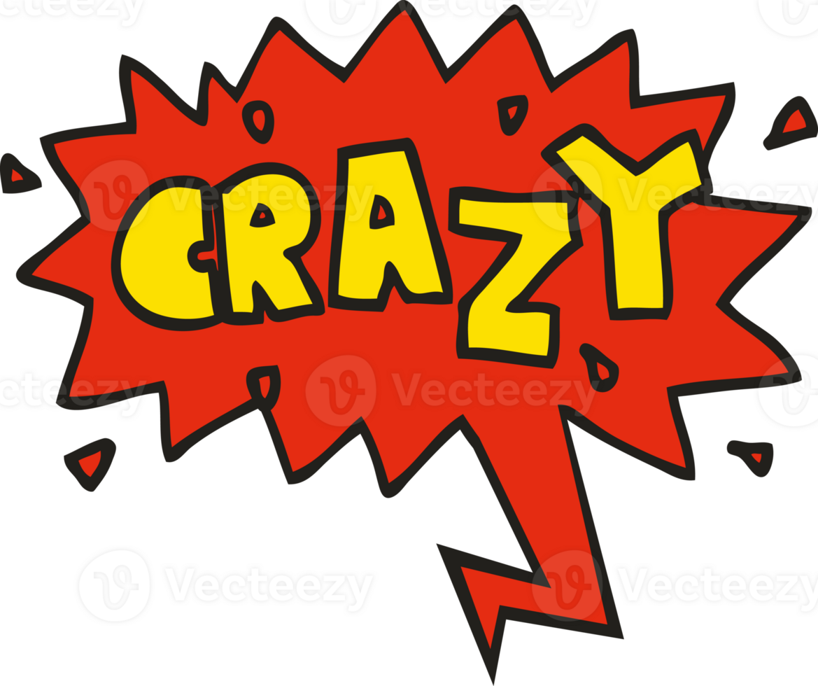 cartoon word crazy with speech bubble png