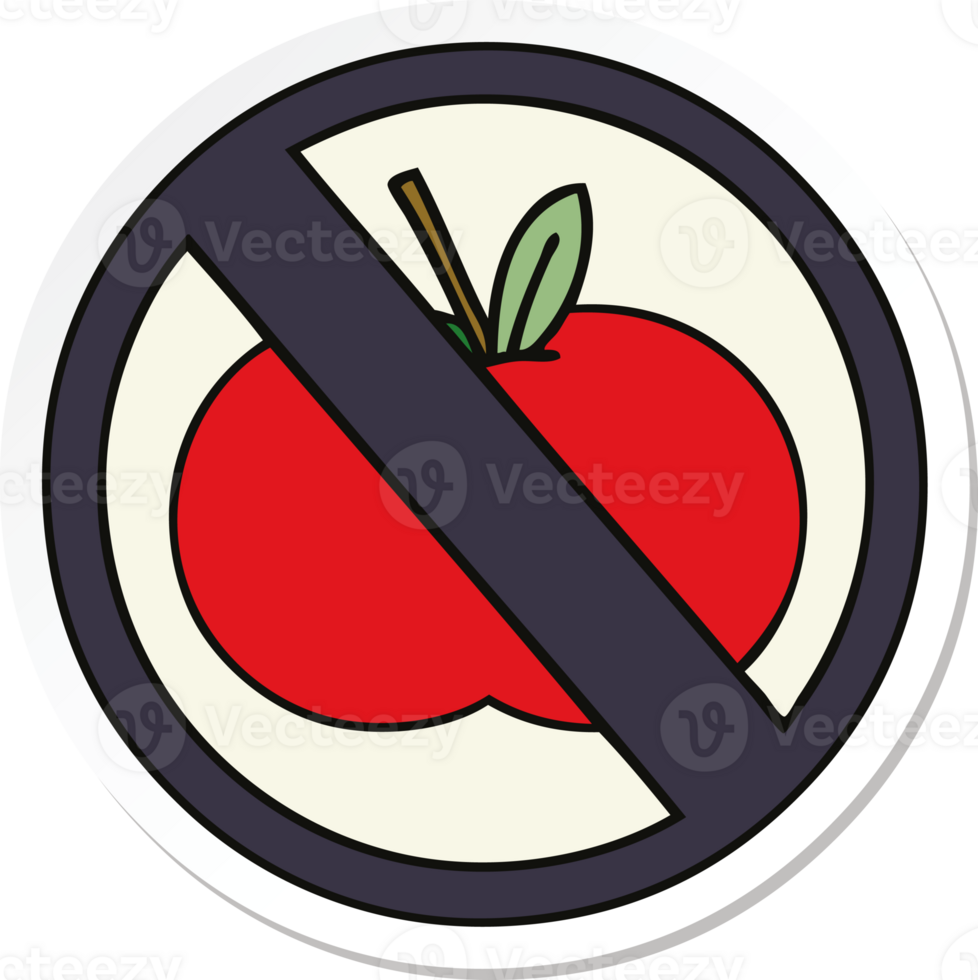 sticker of a cute cartoon no food allowed sign png