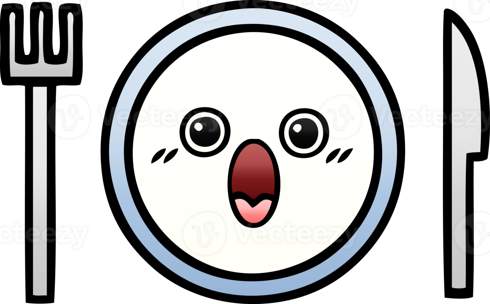 gradient shaded cartoon of a dinner plate png