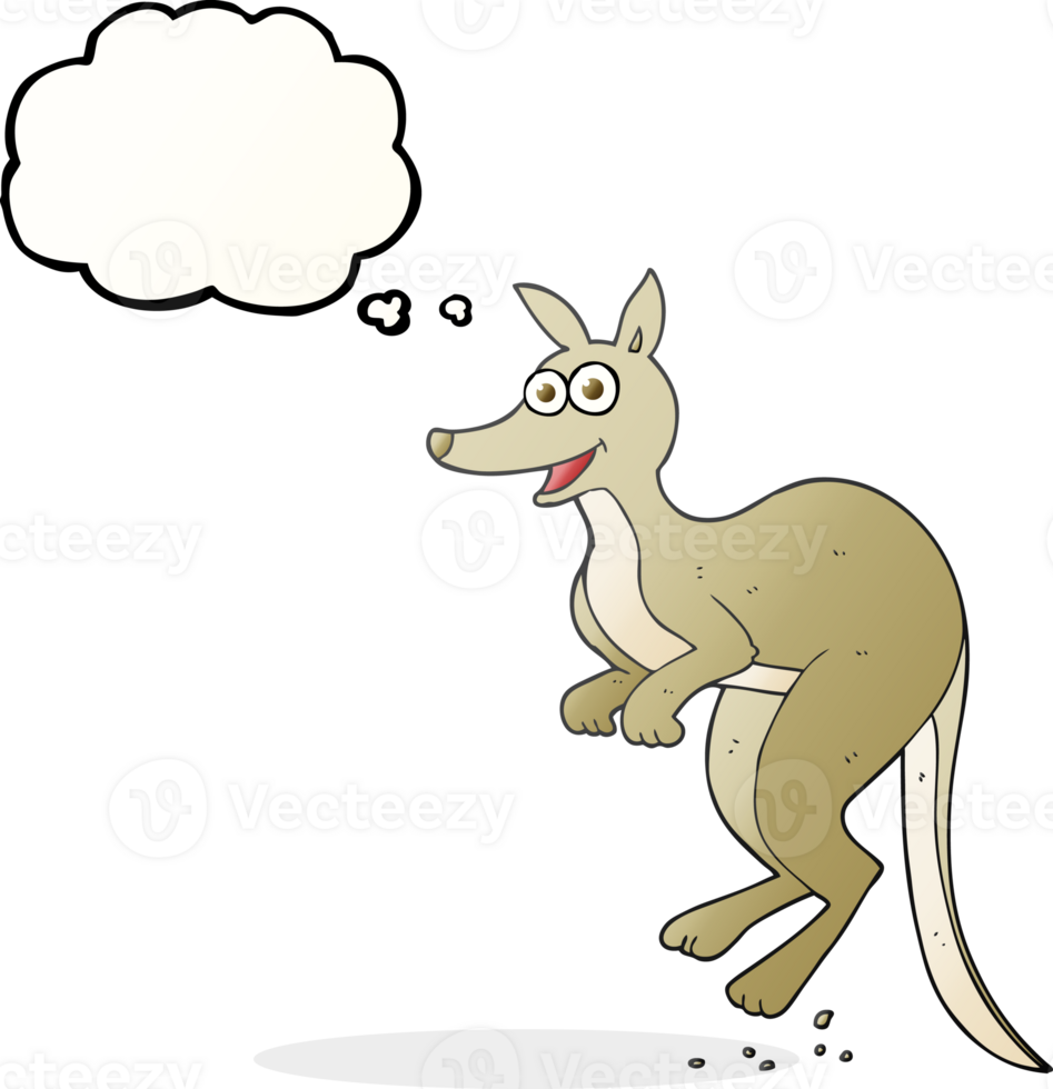 hand drawn thought bubble cartoon kangaroo png