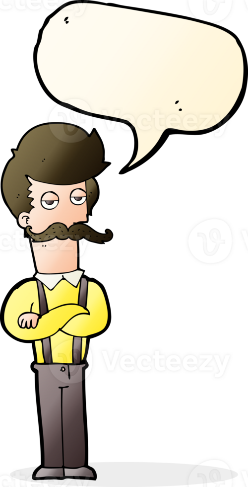 cartoon man with mustache with speech bubble png