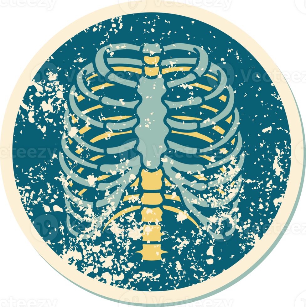 iconic distressed sticker tattoo style image of a rib cage png