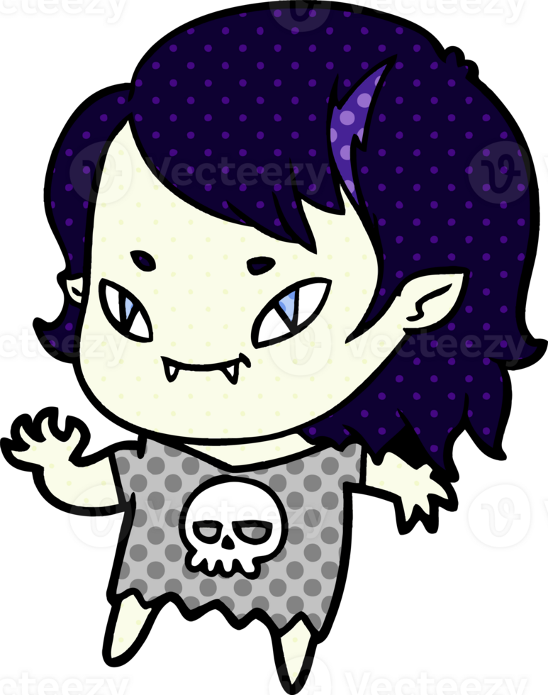 cartoon friendly vampire girl waving png