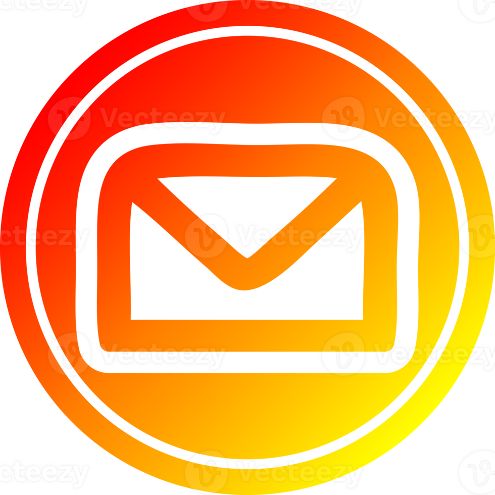 envelope carta circular ícone com caloroso gradiente terminar png