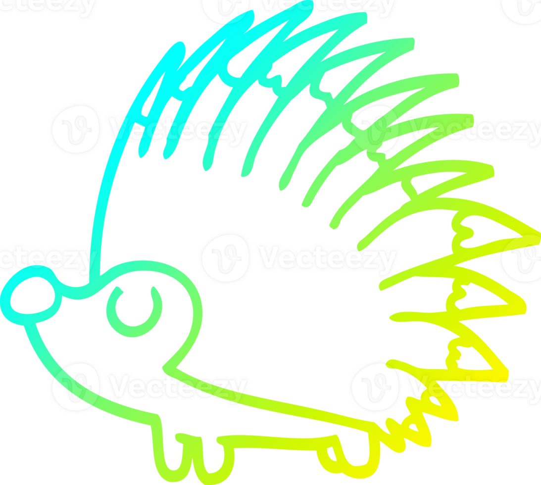cold gradient line drawing of a cartoon spiky hedgehog png