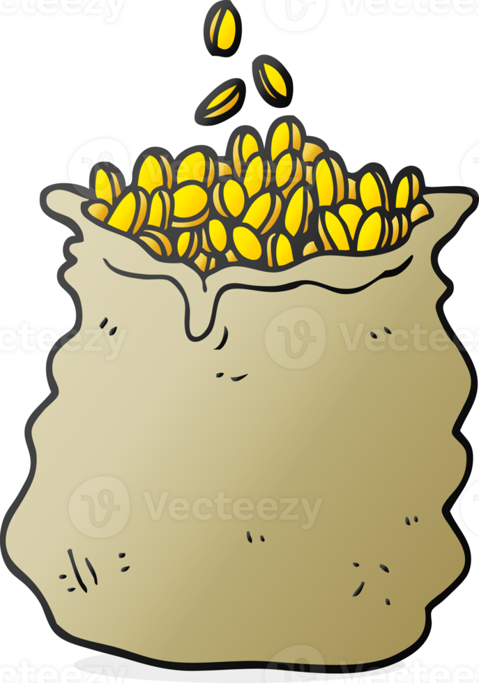 hand drawn cartoon huge bag of money png