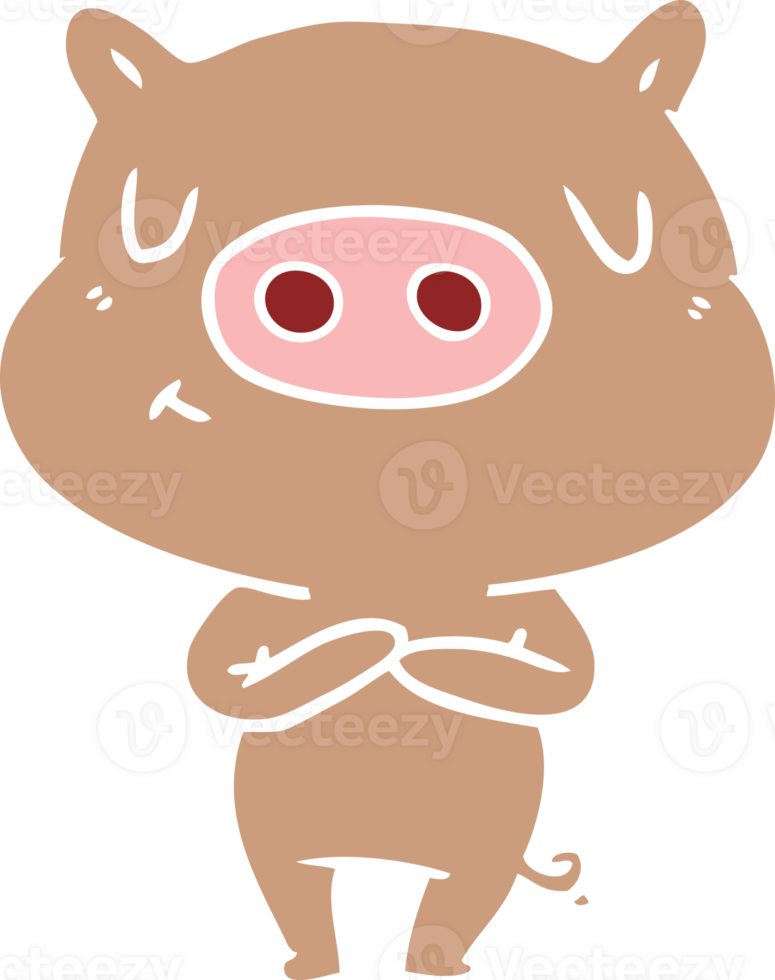flat color style cartoon content pig png