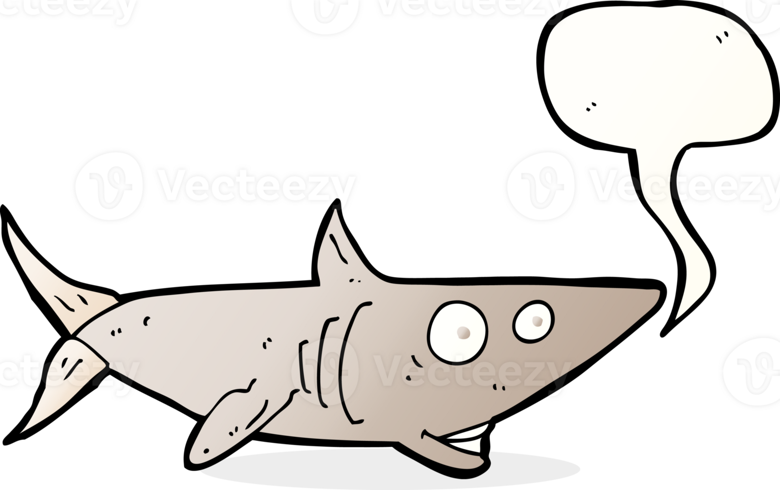 cartoon happy shark with speech bubble png