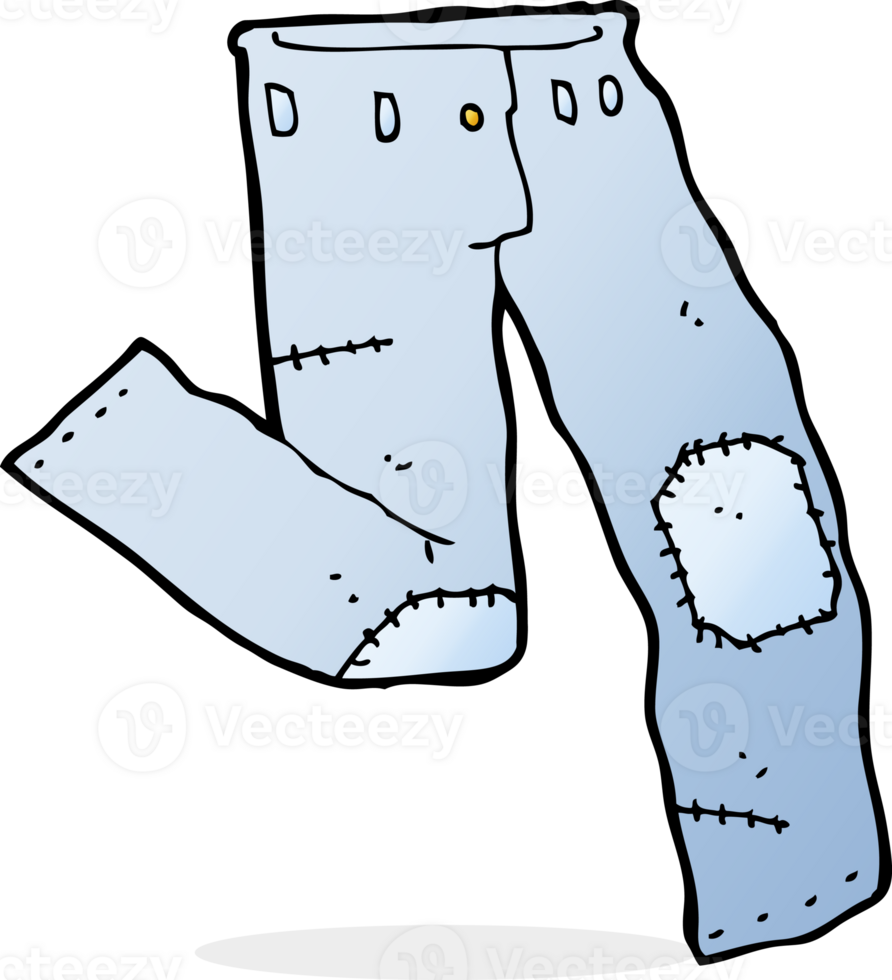 cartoon patched old jeans png