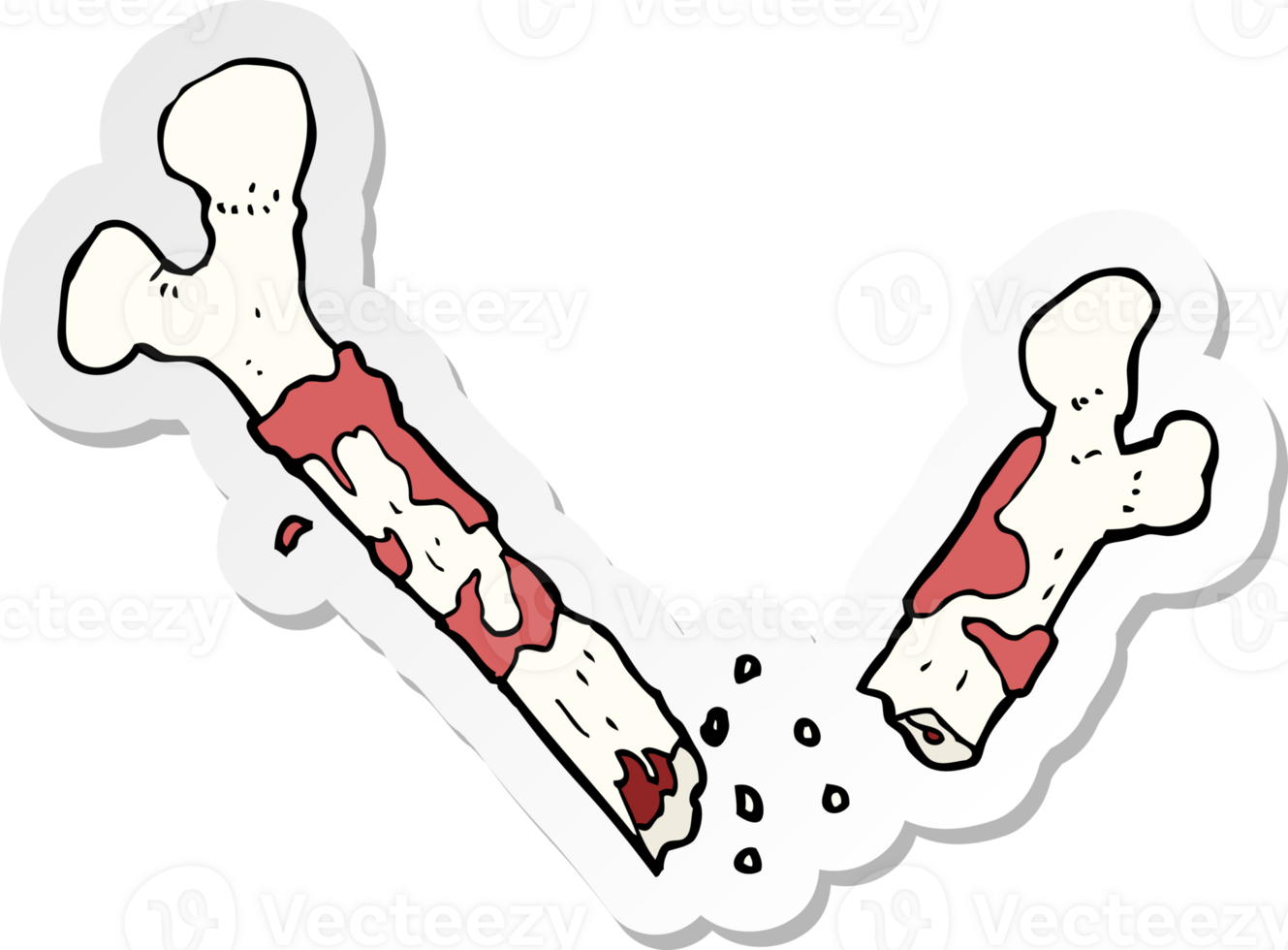 sticker of a gross broken bone cartoon png